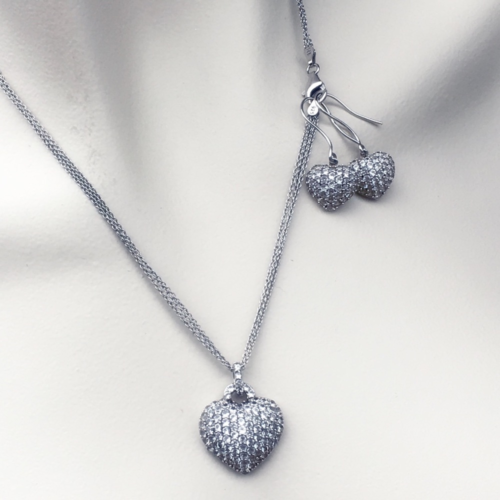 Ice Diamond Triple Chain Necklace & Earrings
